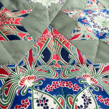 Load image into Gallery viewer, Art Nouveau Stars Cushion Fabrics Green background and Ianthe C
